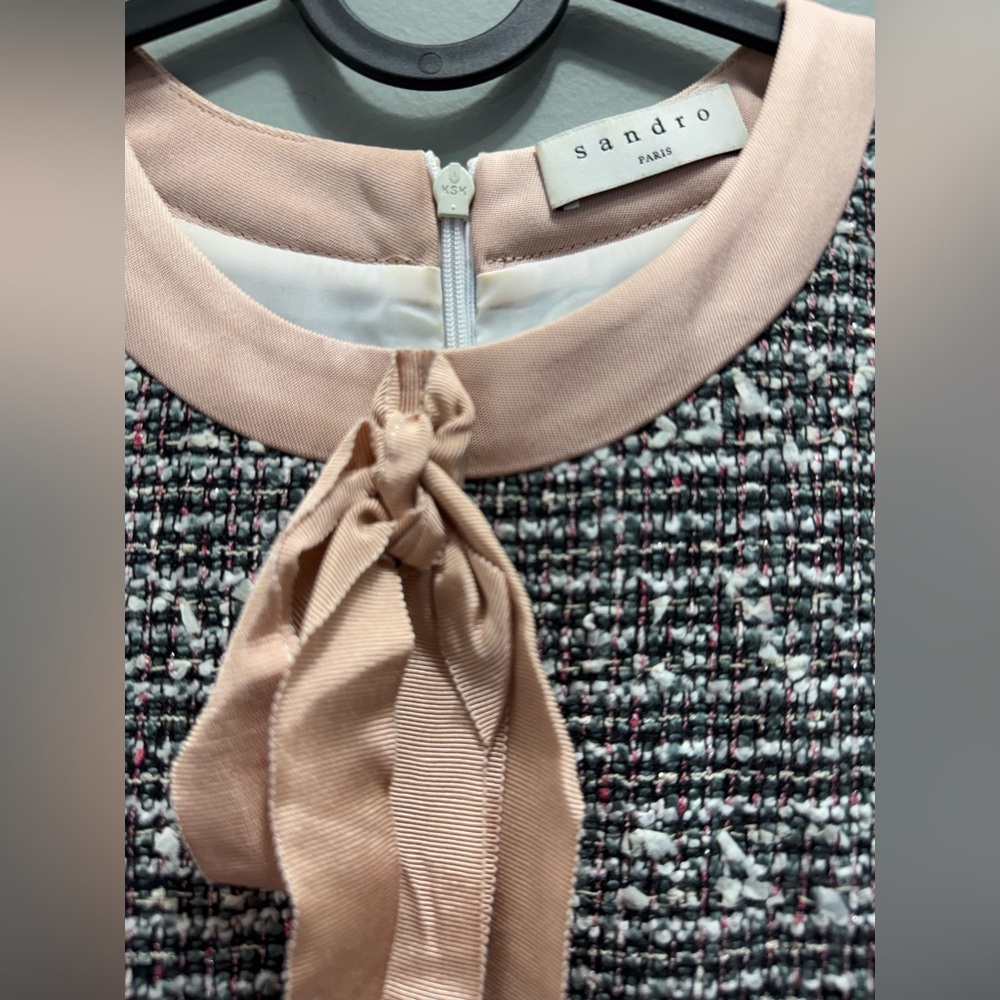 Sandro Black and Pink Tweed Mini Dress - Picture 3 of 5
